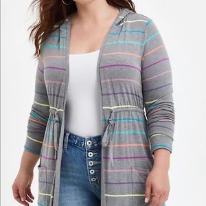 Torrid Hoodie Anorak Heather Grey Stripe 4X